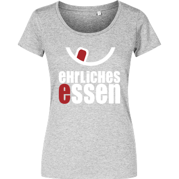 Ehrliches Essen - Logo weiss Girlshirt heather grey