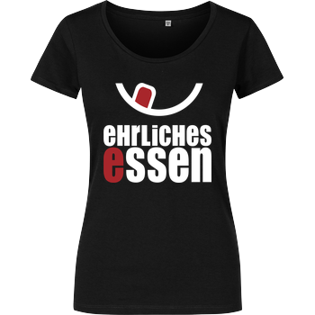 Ehrliches Essen - Logo weiss Girlshirt schwarz