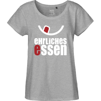 Ehrliches Essen - Logo weiss Fairtrade Loose Fit Girlie - heather grey
