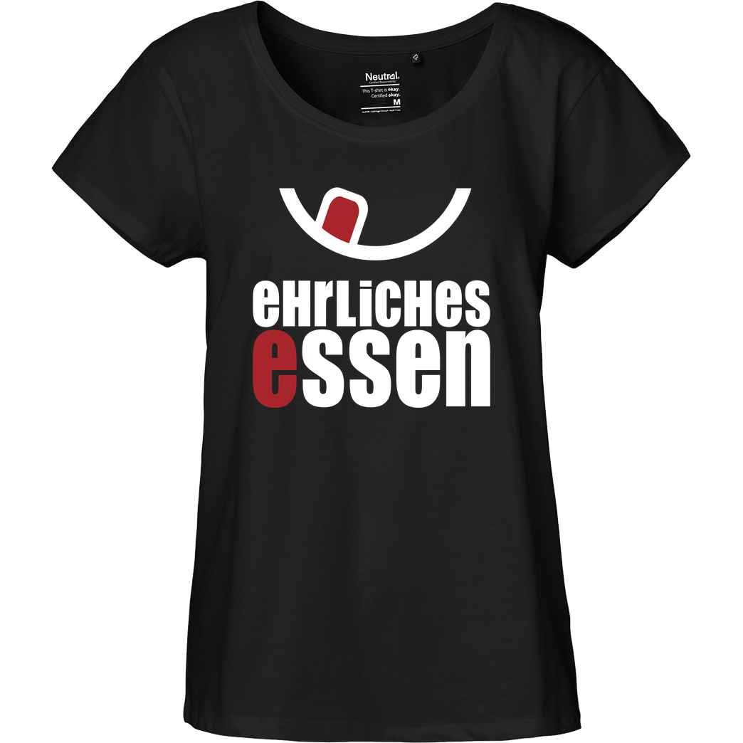 Ehrliches Essen Ehrliches Essen - Logo weiss T-Shirt Fairtrade Loose Fit Girlie - black