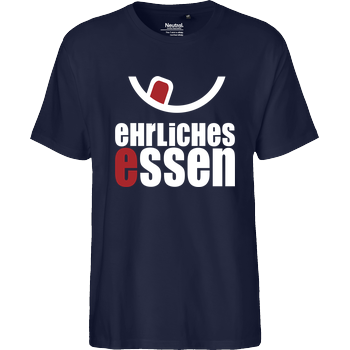 Ehrliches Essen - Logo weiss Fairtrade T-Shirt - navy