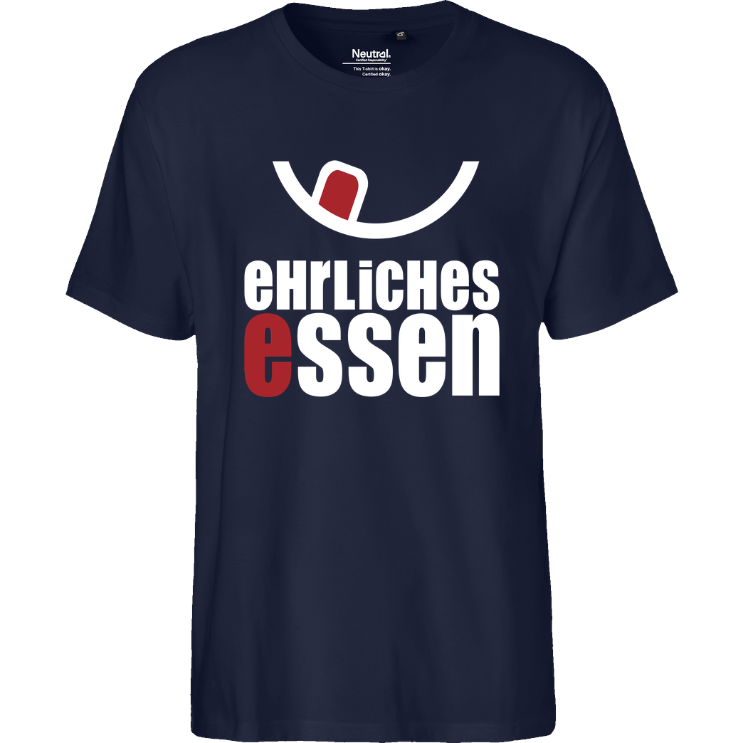 Ehrliches Essen Ehrliches Essen - Logo weiss T-Shirt Fairtrade T-Shirt - navy