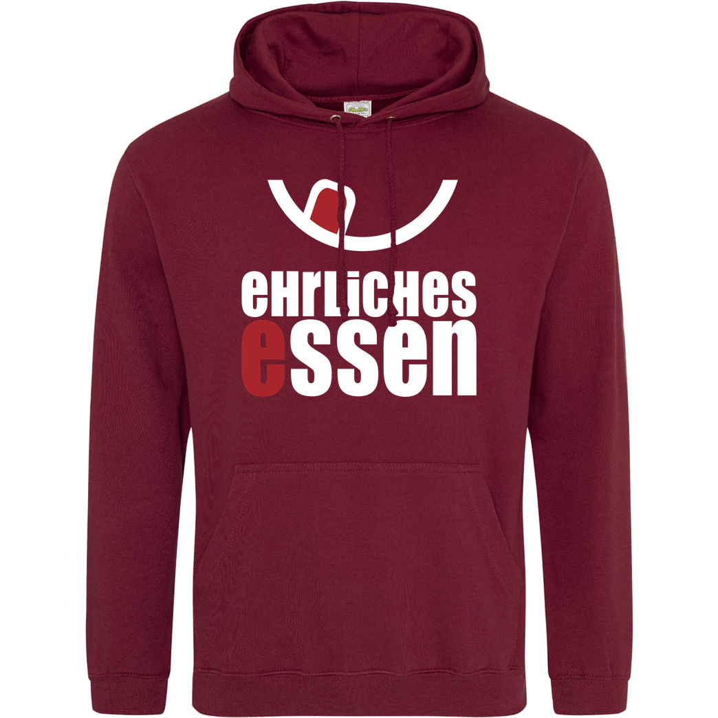 Ehrliches Essen Ehrliches Essen - Logo weiss Sweatshirt JH Hoodie - Bordeaux