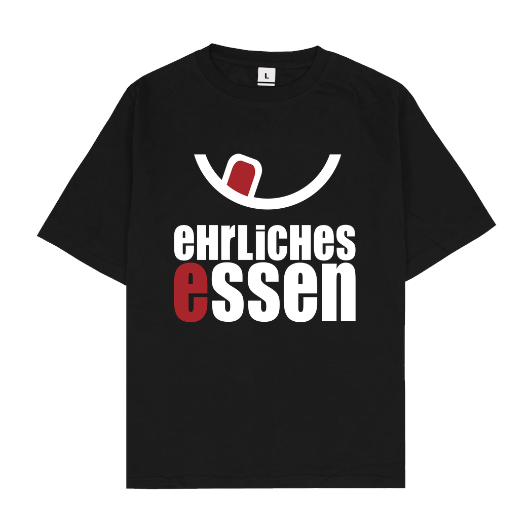 Ehrliches Essen Ehrliches Essen - Logo weiss T-Shirt Oversize T-Shirt - Black
