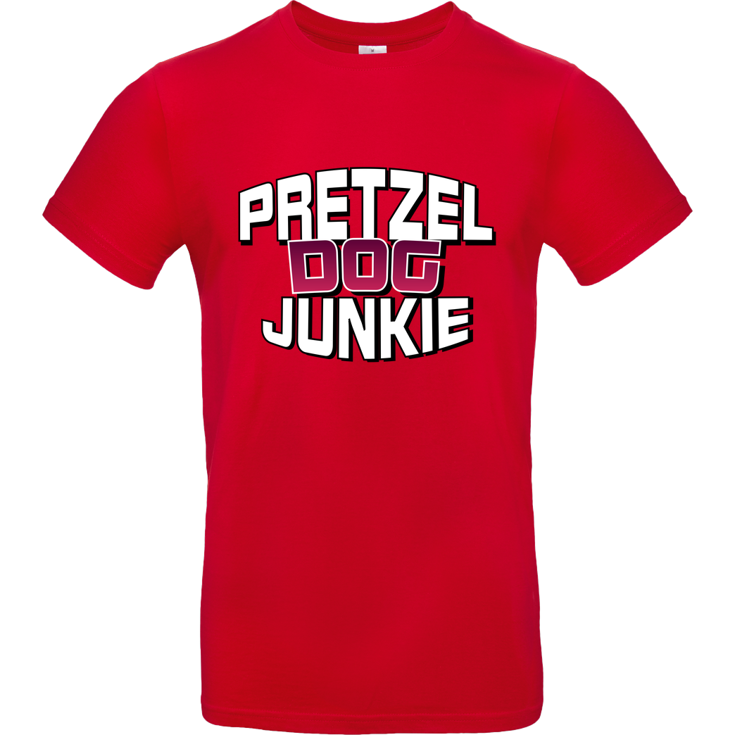 Ehrliches Essen Ehrliches Essen - Pretzel Dog Junkie T-Shirt B&C EXACT 190 - Red
