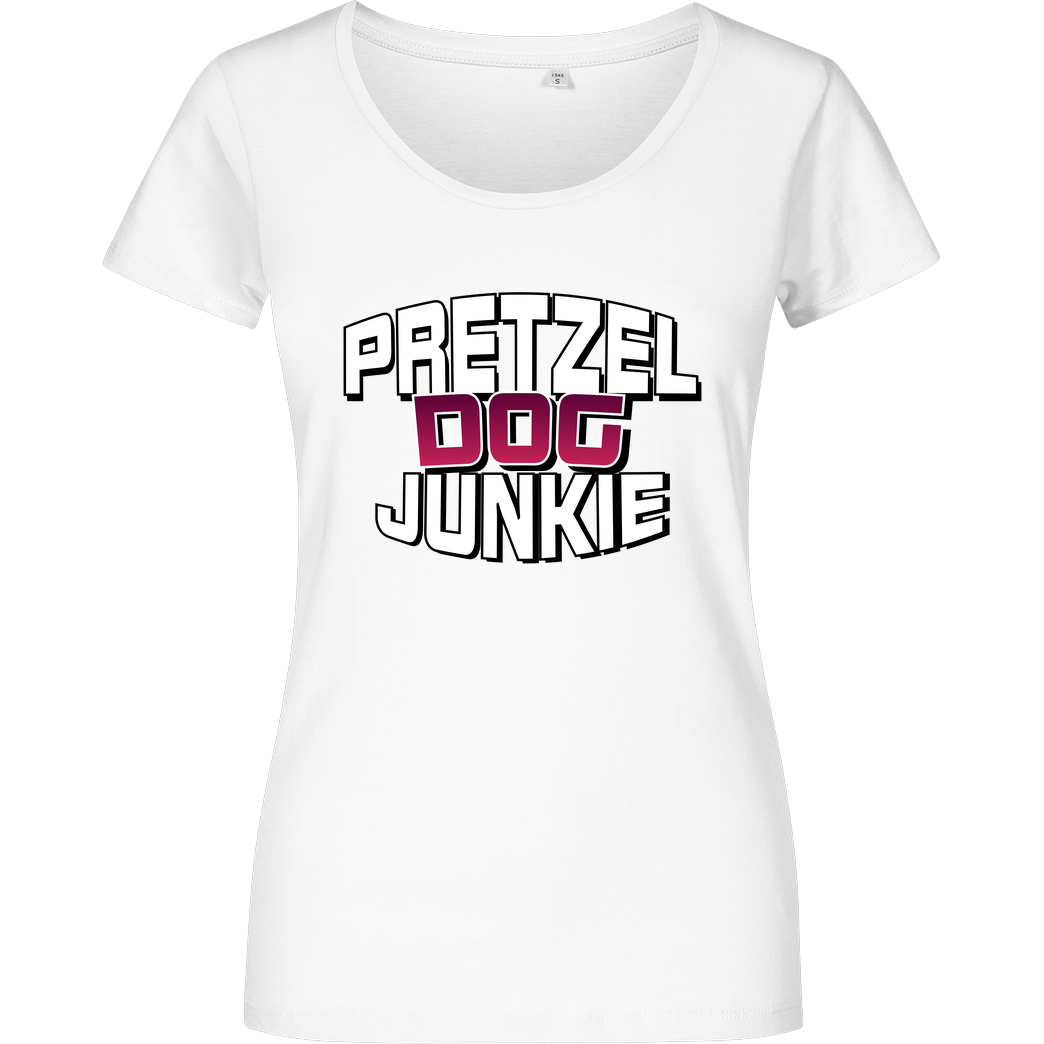 Ehrliches Essen Ehrliches Essen - Pretzel Dog Junkie T-Shirt Girlshirt weiss